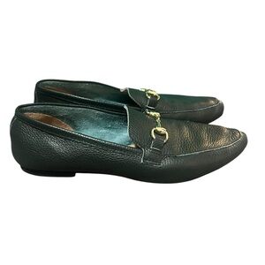 All Black Footwear Horsebit Green Pebbled Leather Loafers Size 39 US 8.5